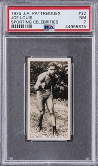 1935 J.A. Pattreiouex "Sporting Celebrities" #32 Joe Louis Rookie Card – PSA NM 7